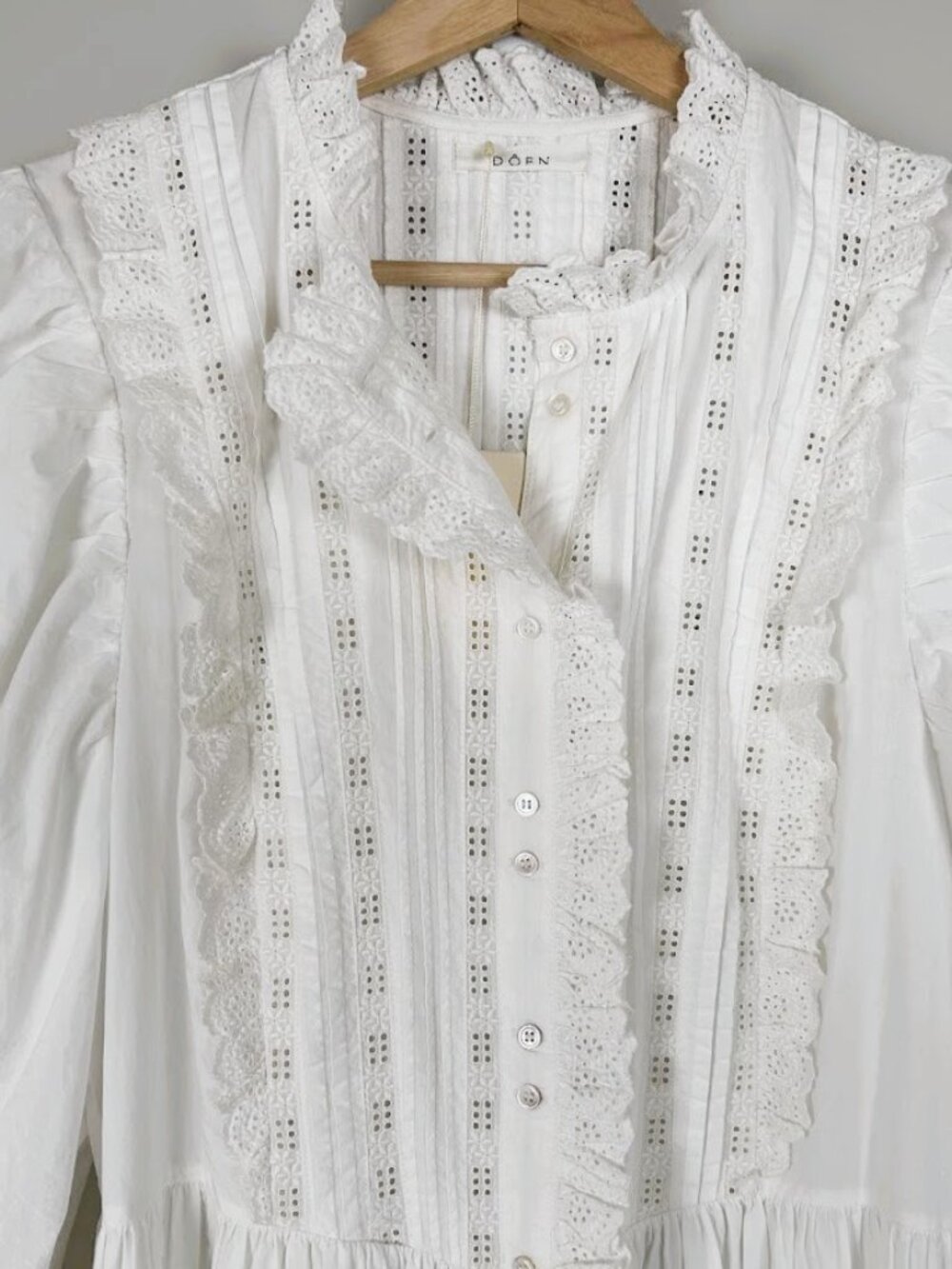 *Sold*NWT DOEN Darby Dress in Powder | Size XL | Vintage-Inspired Eyelet - Picture 10 of 13